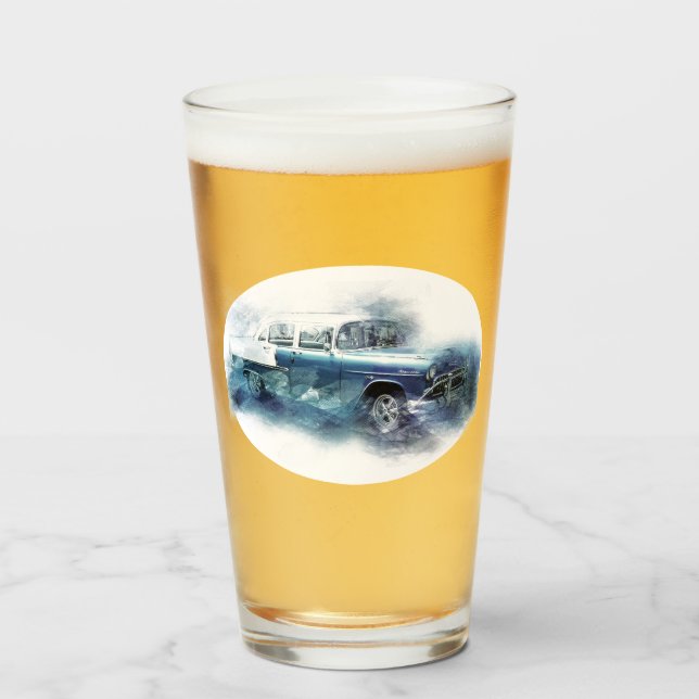 Vintage 1950s Chevy Car Digital Art   Glass (Front Filled)