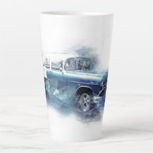 Vintage 1950s Chevy Car Digital Art Latte Mug