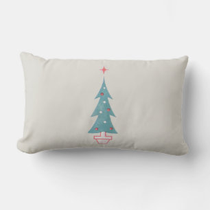 Vintage 1950s Christmas Tree Art Lumbar Pillow