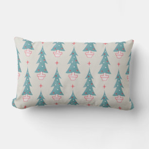 Vintage 1950s Christmas Tree Art Lumbar Pillow