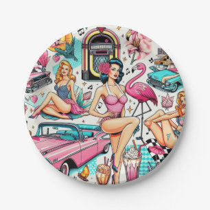 Vintage 1950s Cute Pattern Paper Plate