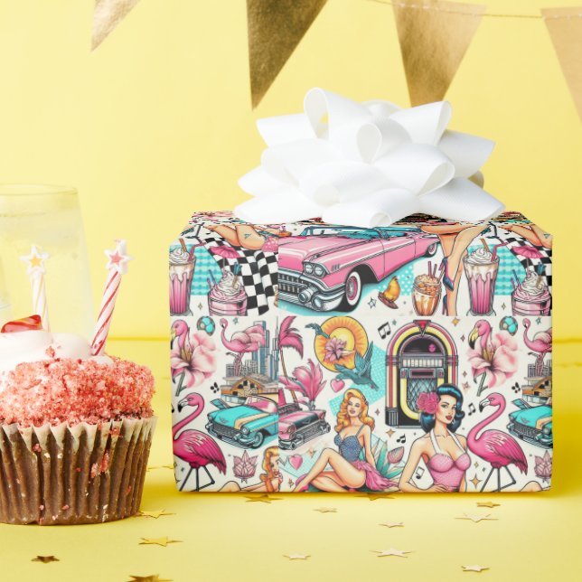 Vintage 1950s Cute Pattern Wrapping Paper (Birthday Party)