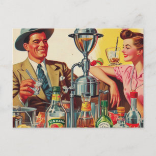 Vintage 1950s Drinks Illustration Postcard