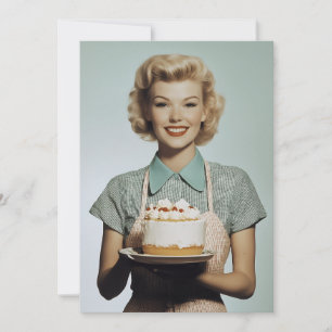 Vintage 1950s Housewife Baking Invitation