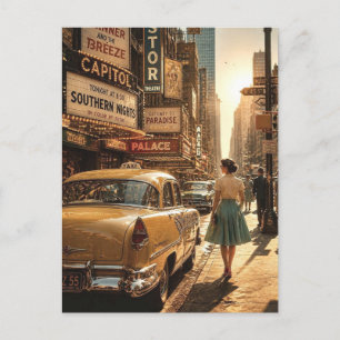 Vintage 1950s New York City Street Postcard