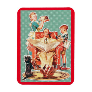 Vintage 1950's nuclear family 50's housewife cake magnet
