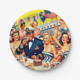 Vintage 1950s Party Illustration Paper Plate