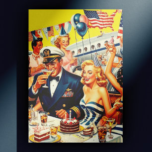 Vintage 1950s Party Illustration Postcard