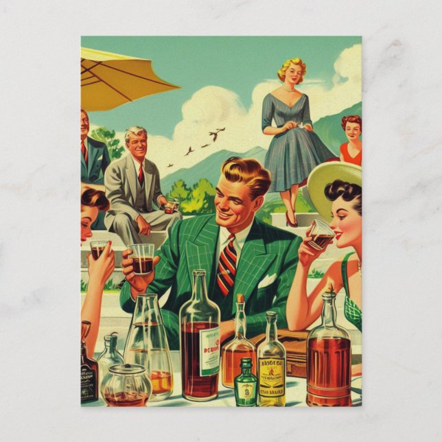 Vintage 1950s People Illusration Postcard (Front)