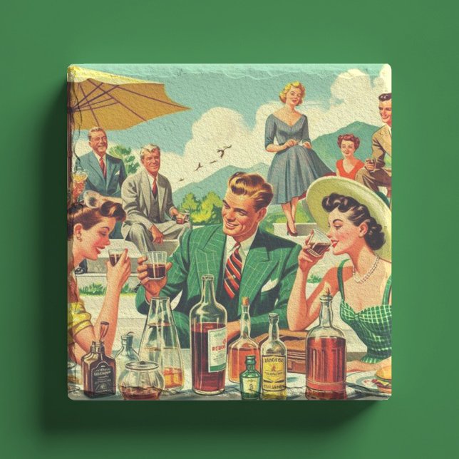 Vintage 1950s People Illusration Stone Coaster (Creator Uploaded)