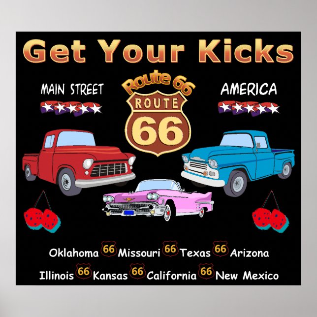 Vintage 1950s  Route 66 Poster (Front)