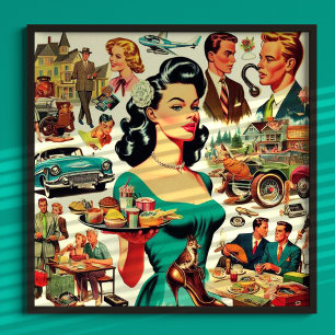 Vintage 1950s Seamless Pattern Poster