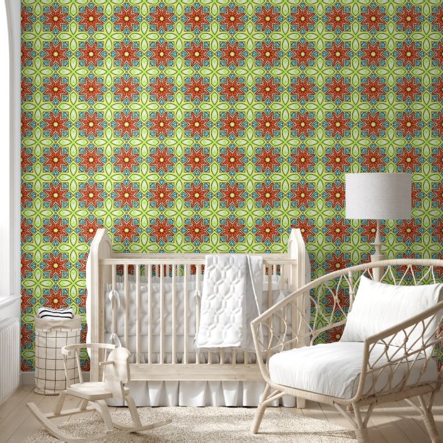 Vintage 1950's style star geometric seamless  wallpaper (Kids)