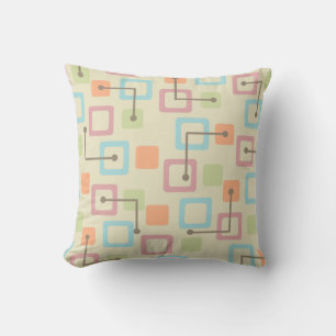 Vintage 1950s Tiles & Squares (Pastel) Throw Pillow
