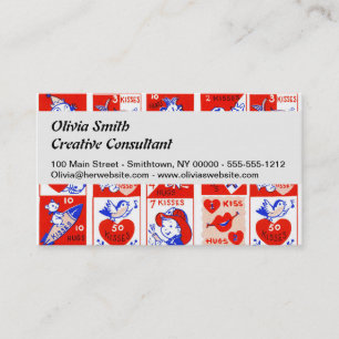 Vintage 1950s Valentine Stamp Pattern Retro Kitsch Business Card