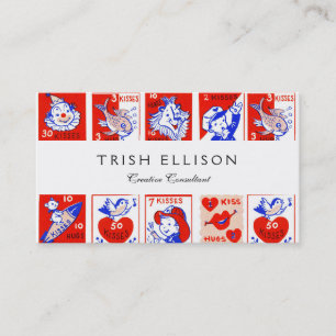Vintage 1950s Valentine Stamp Pattern Retro Kitsch Business Card