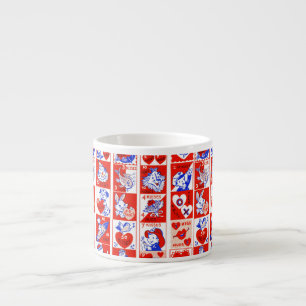 Vintage 1950s Valentine Stamp Pattern Retro Kitsch Espresso Cup
