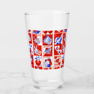 Vintage 1950s Valentine Stamp Pattern Retro Kitsch Glass