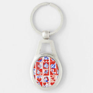 Vintage 1950s Valentine Stamp Pattern Retro Kitsch Keychain