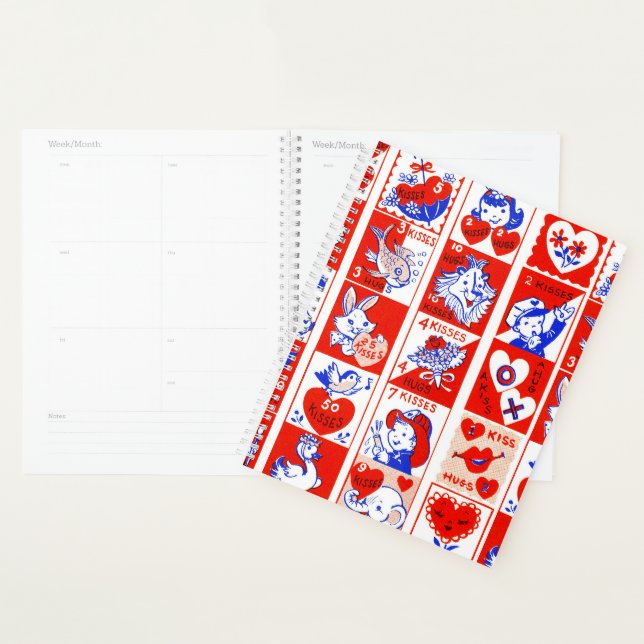 Vintage 1950s Valentine Stamp Pattern Retro Kitsch Planner (Display)