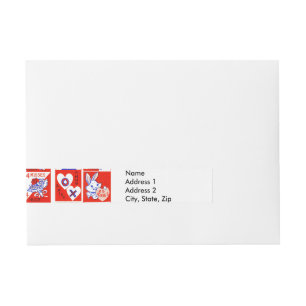 Vintage 1950s Valentine Stamp Pattern Retro Kitsch Wraparound Address Label
