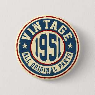 Vintage 1951 All Original Parts 2 Inch Round Button