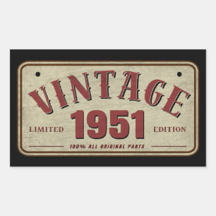 Vintage 1951 Limited Edition All Original Parts Sticker