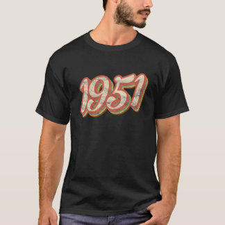 Vintage 1951 Text 70Th Birthday Retro 70 Year Old T-Shirt