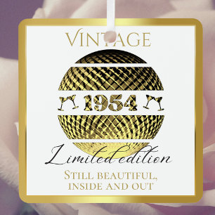 Vintage 1954 70th birthday gold metal ornament