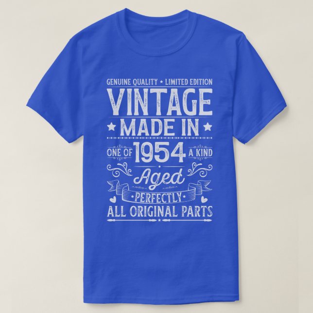 Vintage 1954 70th Birthday T-Shirt (Design Front)