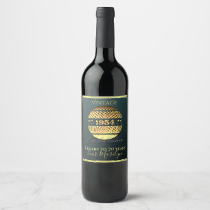 Vintage 1954 70th birthday wine Label