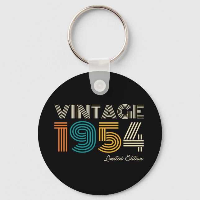 Vintage 1954 Limited Edition 70th Birthday Button Keychain (Front)