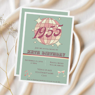 Vintage 1955 70th birthday retro teal Invitation
