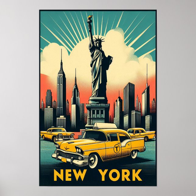 Vintage 1955 New York City Skyline Poster (Front)