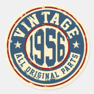 Vintage 1956 All Original Parts Classic Round Sticker