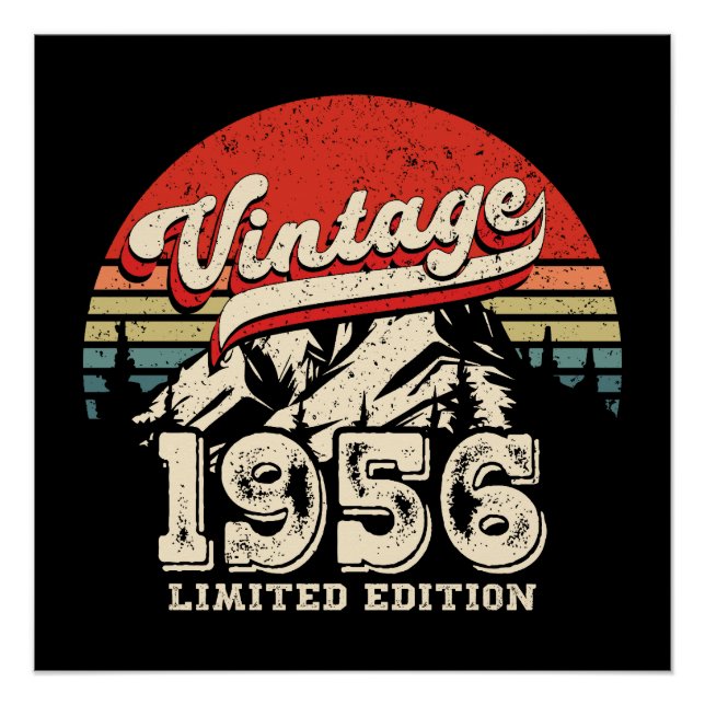 Vintage 1956 Birthday Gift Retro 70th Bday Poster (Front)