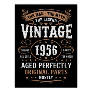 Vintage 1956 Birthday The Man The Legend 70th Poster