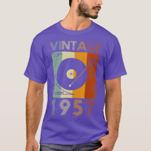 Vintage 1957 Retro Record Player Birthday Vinyl T-Shirt