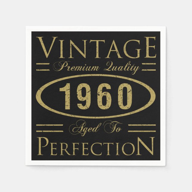 Vintage 1960 60th Birthday Premium Quality Napkin (Front)