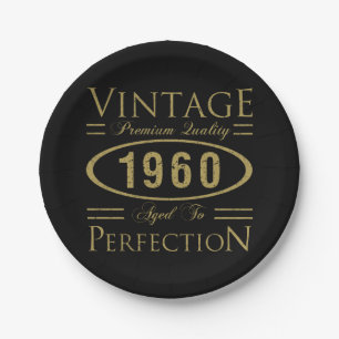 Vintage 1960 60th Birthday Premium Quality Paper Plate