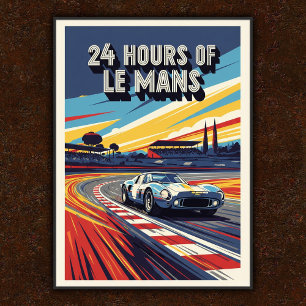 Vintage 1960s 24 Hours of Le Mans Wall Poster
