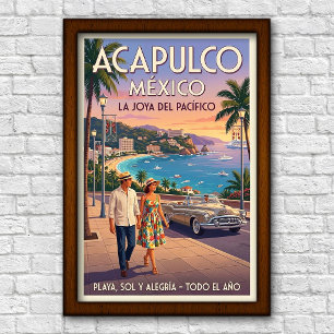 Vintage 1960s Acapulco, Mexico Travel Poster