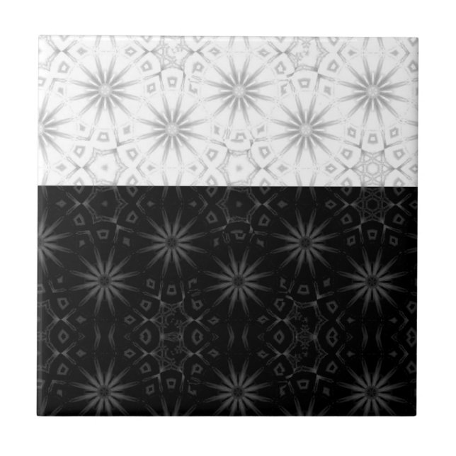 Vintage 1960s Black & White Sun Retro Tile (Front)