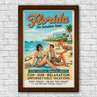 Vintage 1960s Florida Travel Poster