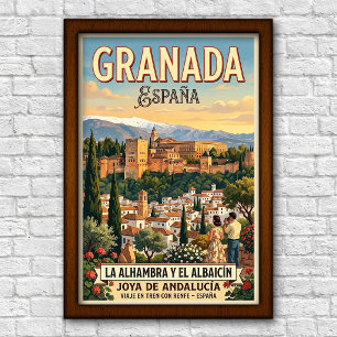 Vintage 1960s Granada, Spain Travel Poster