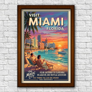 Vintage 1960s Miami, Florida Travel Poster