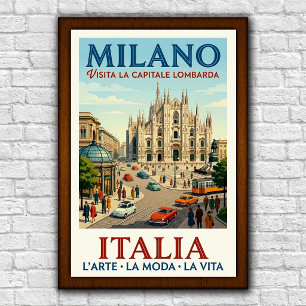 Vintage 1960s Milan, Italy Travel Poster