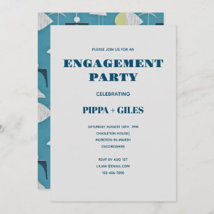 Vintage 1960's Patterned Engagment Party Invitatio Invitation