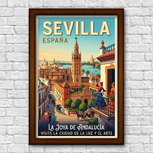 Vintage 1960s Seville, Spain Travel Poster