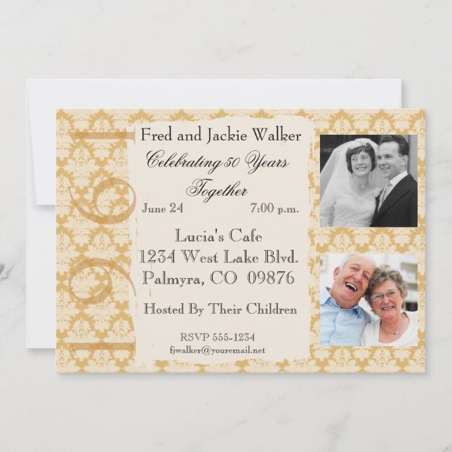 Vintage 1961 50th Anniversary Photo Invitation (Front)